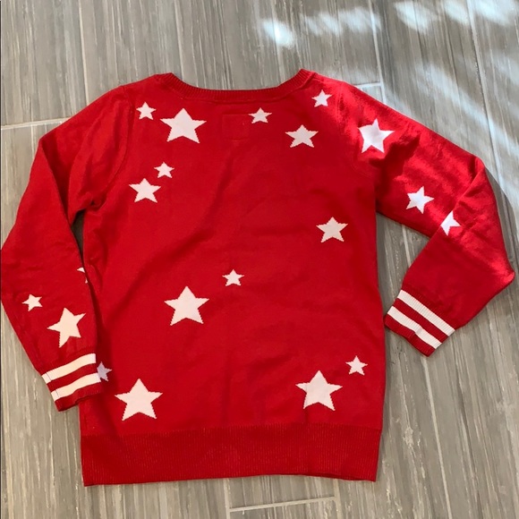 Chaser cashmere blend red star sweater, S - Picture 6 of 7